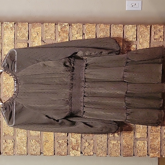 Old Navy Waist Defined Shine Mini Brown Shine Dress Size Medium Petite - Picture 11 of 11